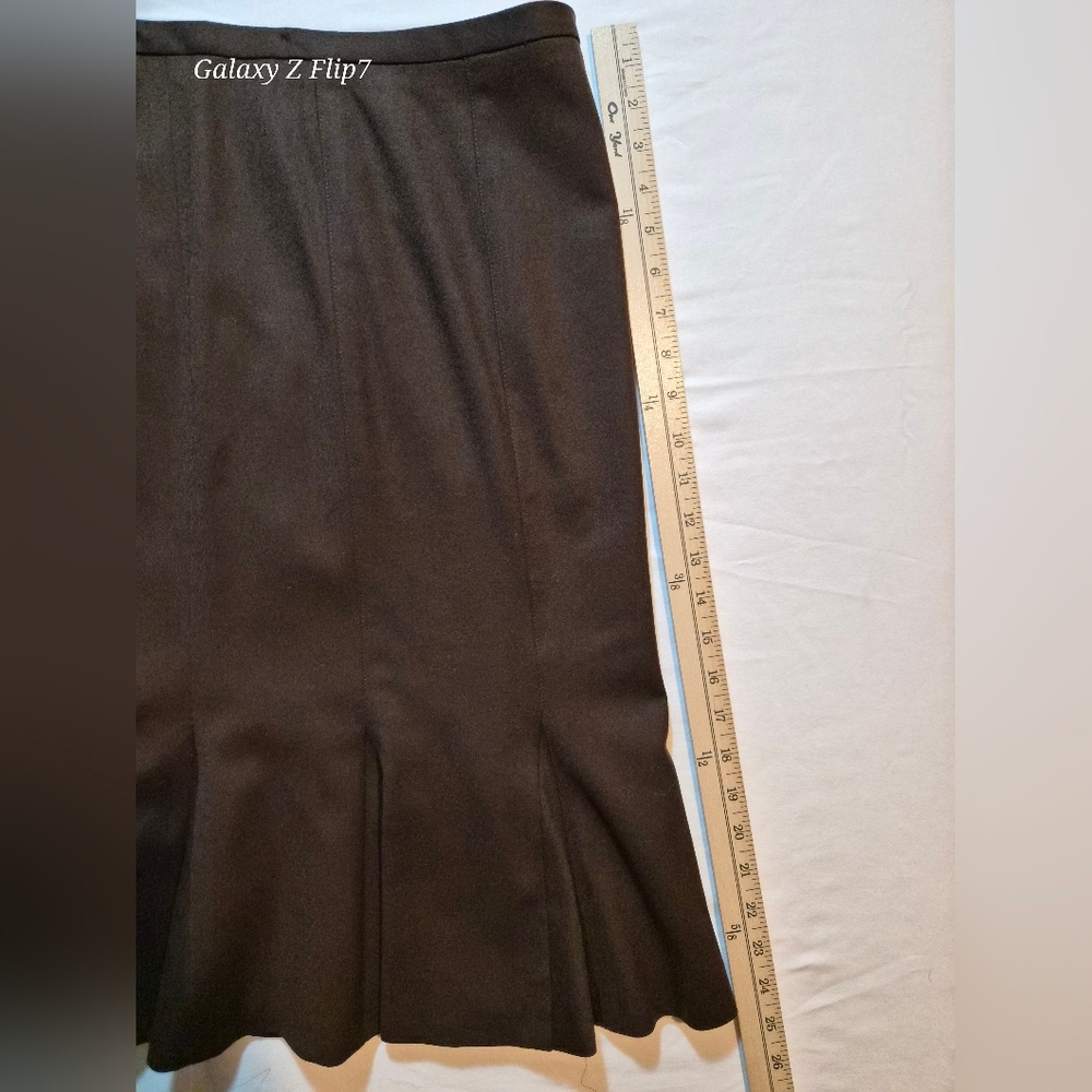 Vintage Brown Wool Blend Midi Skirt | Pleated Hem | Dark Academia | Size M - Picture 4 of 5